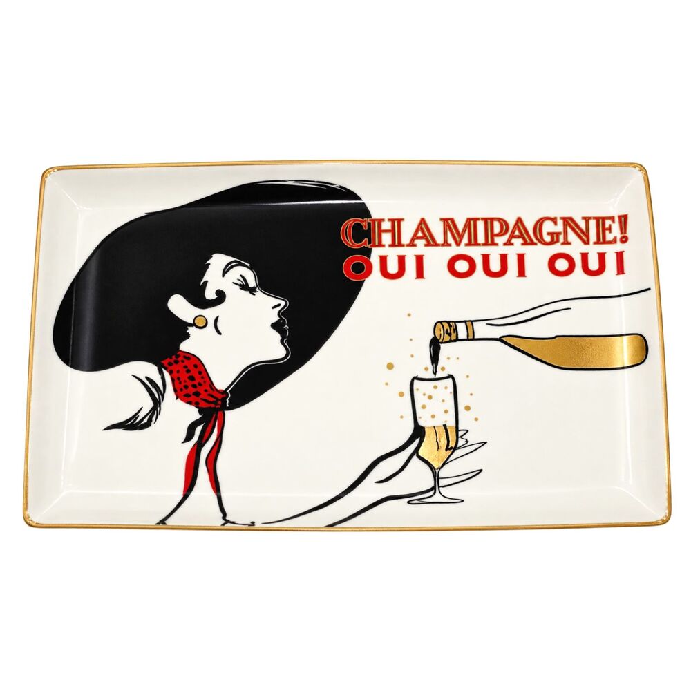 Rosanna Jazz Age Oui Oui Ceramic Tray - Retro Modern Serving Dish